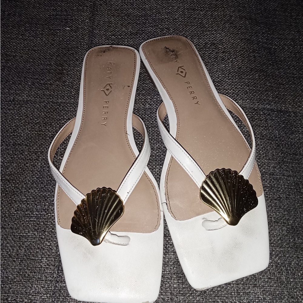 Katy Perry Collections White Sandals with Gold Accent